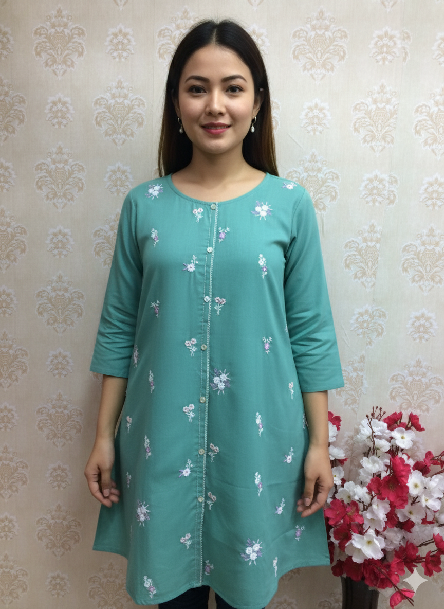 W-mint green short kurti