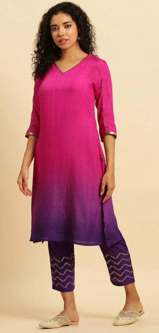 Amina W - Magenta And Ombre Pink Cord Set