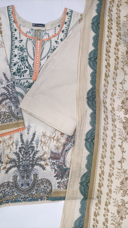 Pakistani dress beige and cream