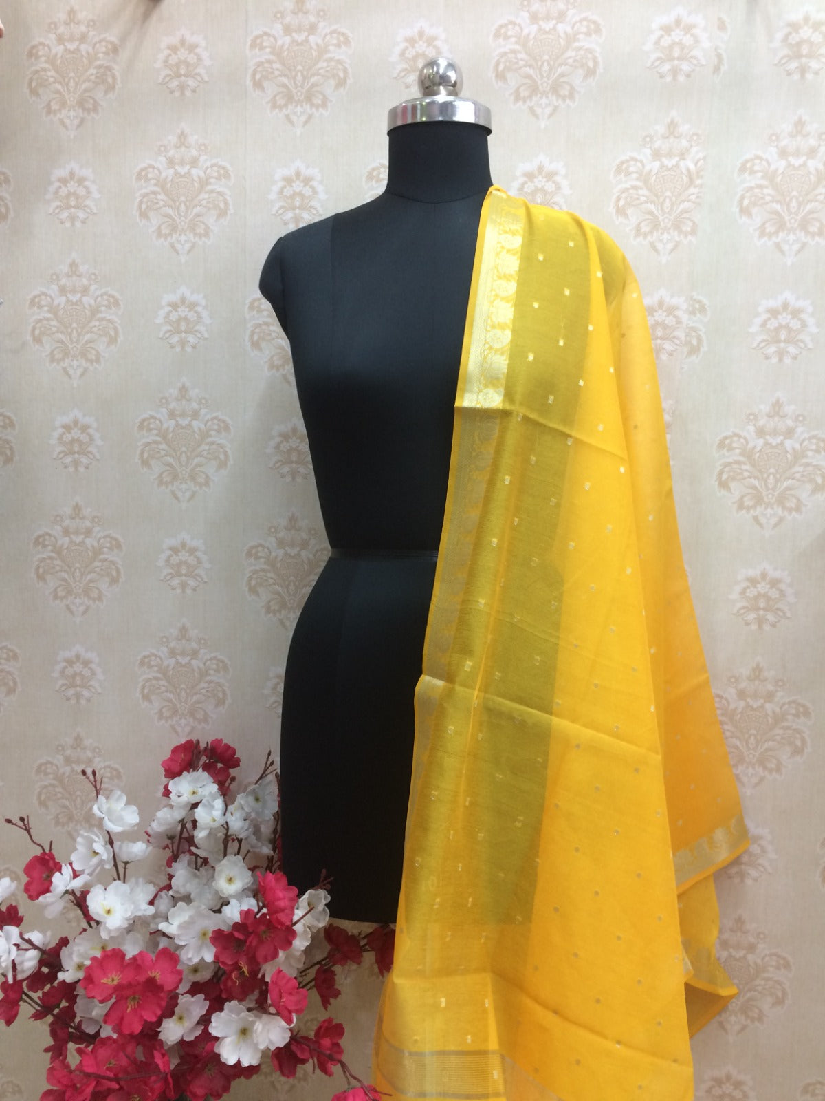 Vibrant Red Sequin Border Dupatta