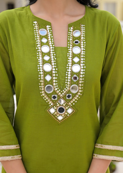 Sumaiya Olive Green Anarkali Kurta Set