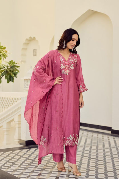 Mariya Embroidered Chanderi Silk Suit Set