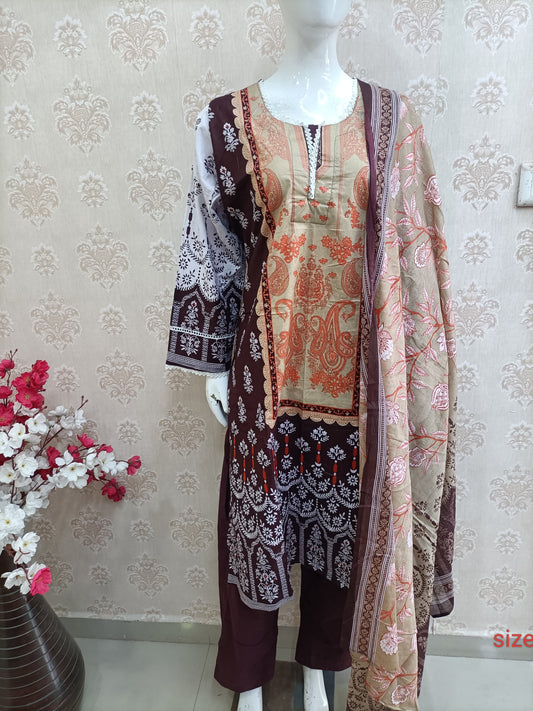 Arfiya Pakistani Style Suit – 3 Piece Cotton