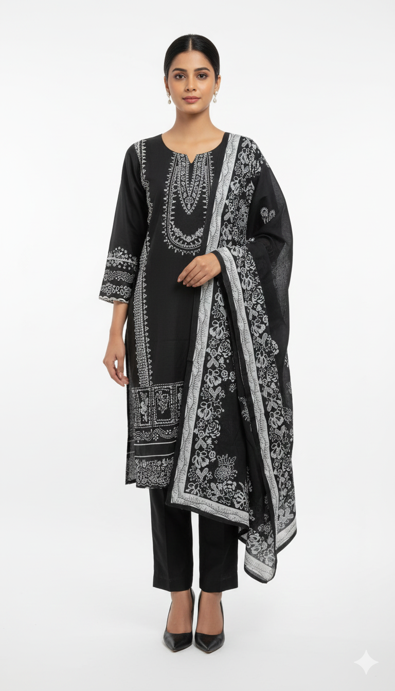 pakistani dress Black and white