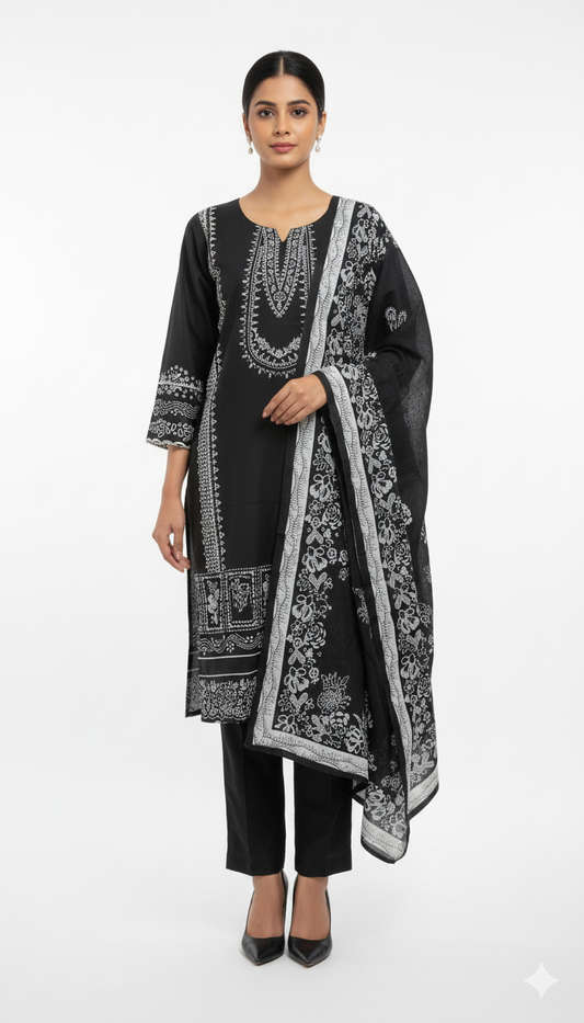 pakistani dress Black and white