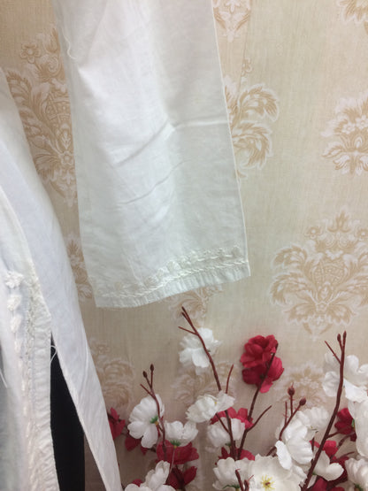 Kubra Authentic Lucknowi Chikankari White Cotton Angrakha Kurti