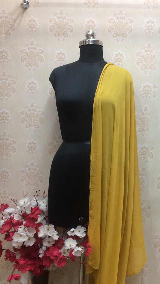 Vibrant Solid Mustard Yellow chiffon dupatta