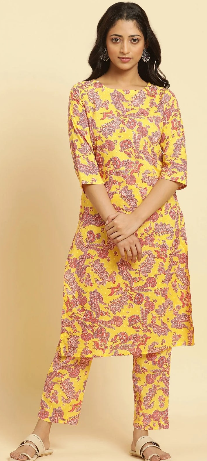 Alina  W - Yellow Floral Cord Set