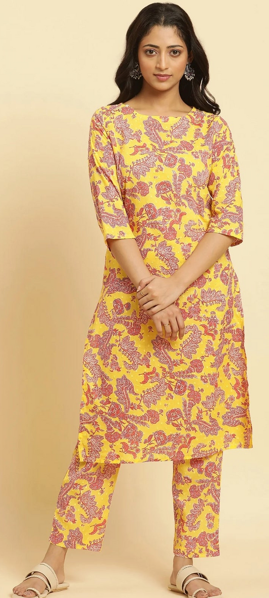 Alina  W - Yellow Floral Cord Set
