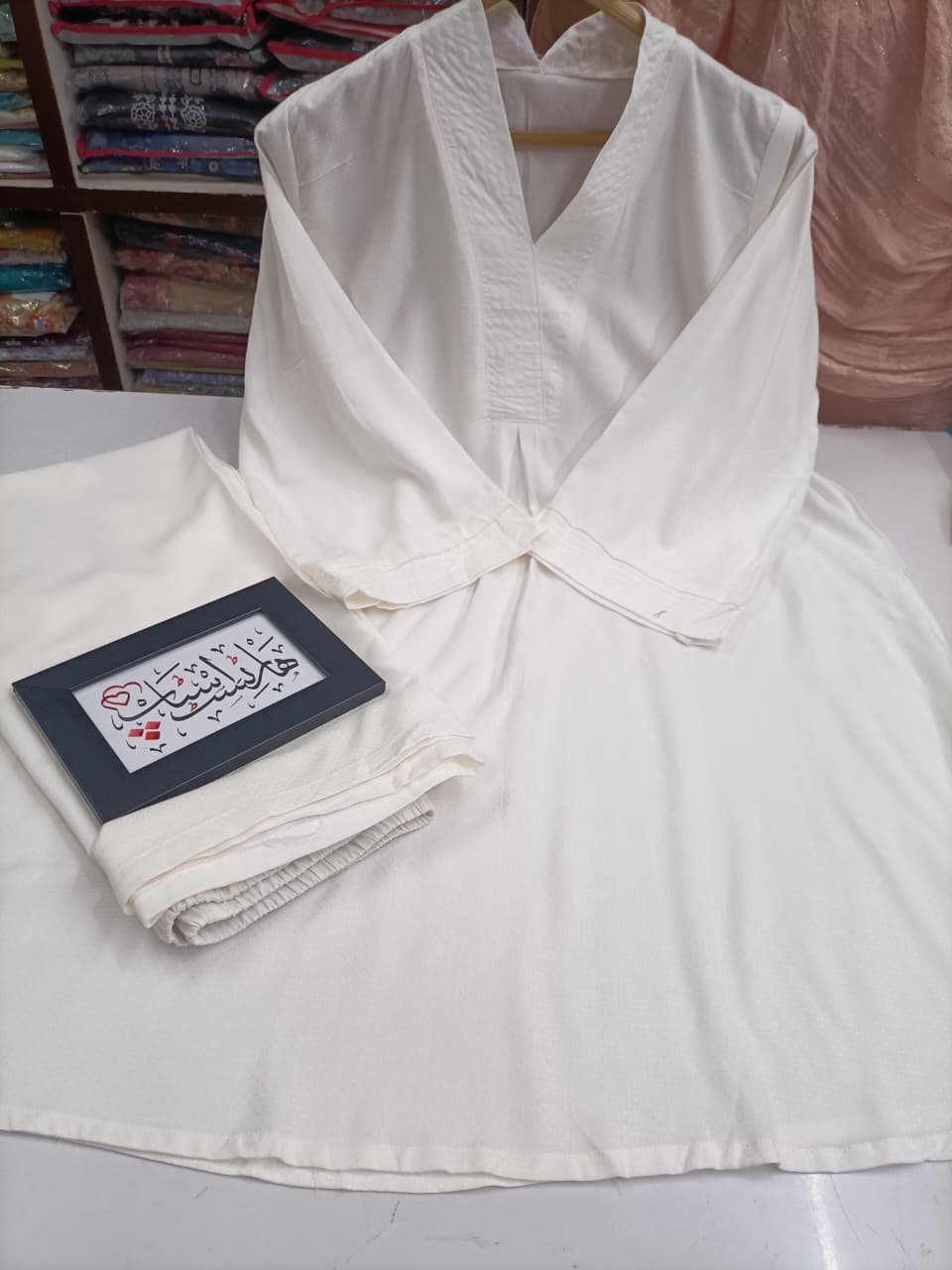 Cotton Co-ord Set - V-Neck Tunic & Wide-Leg Trousers
