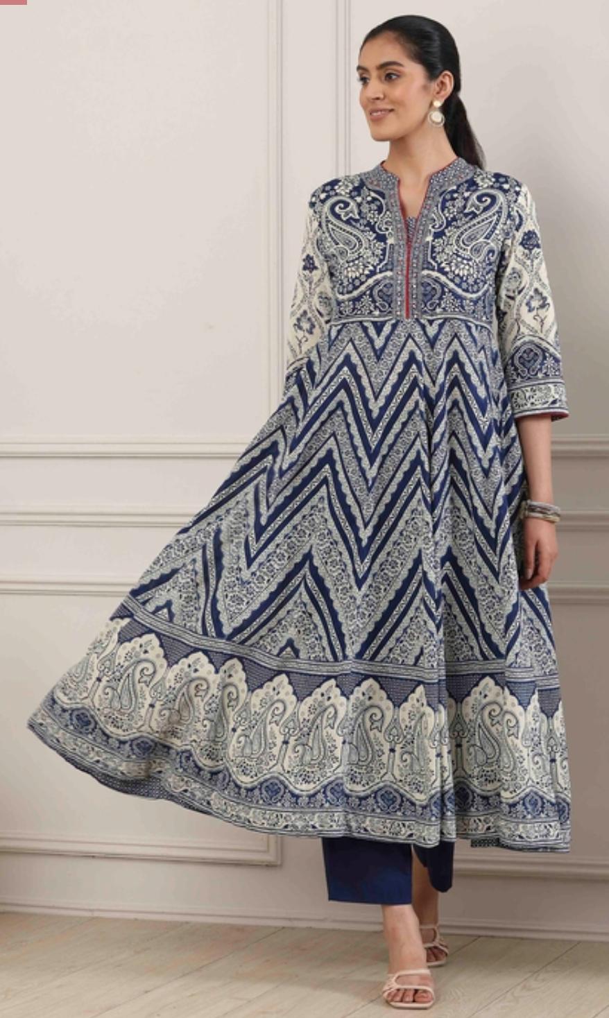 Riya blue anarkali 2-piece set