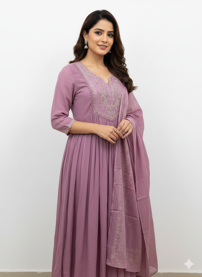 Jaipuri dress - Neck work