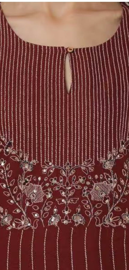 Amrin W- 2 Pcs Maroon And White