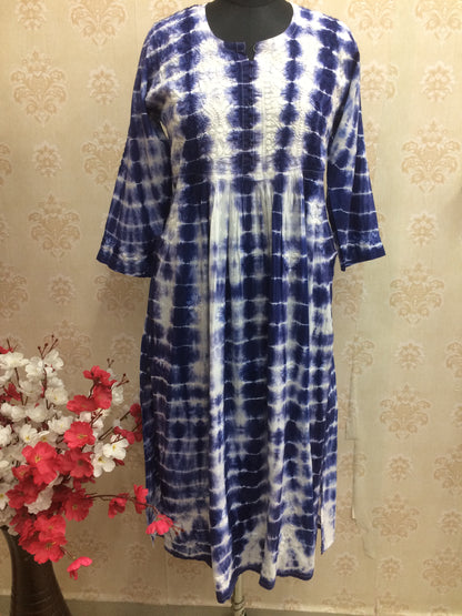 Tie die lucknowi navy blue