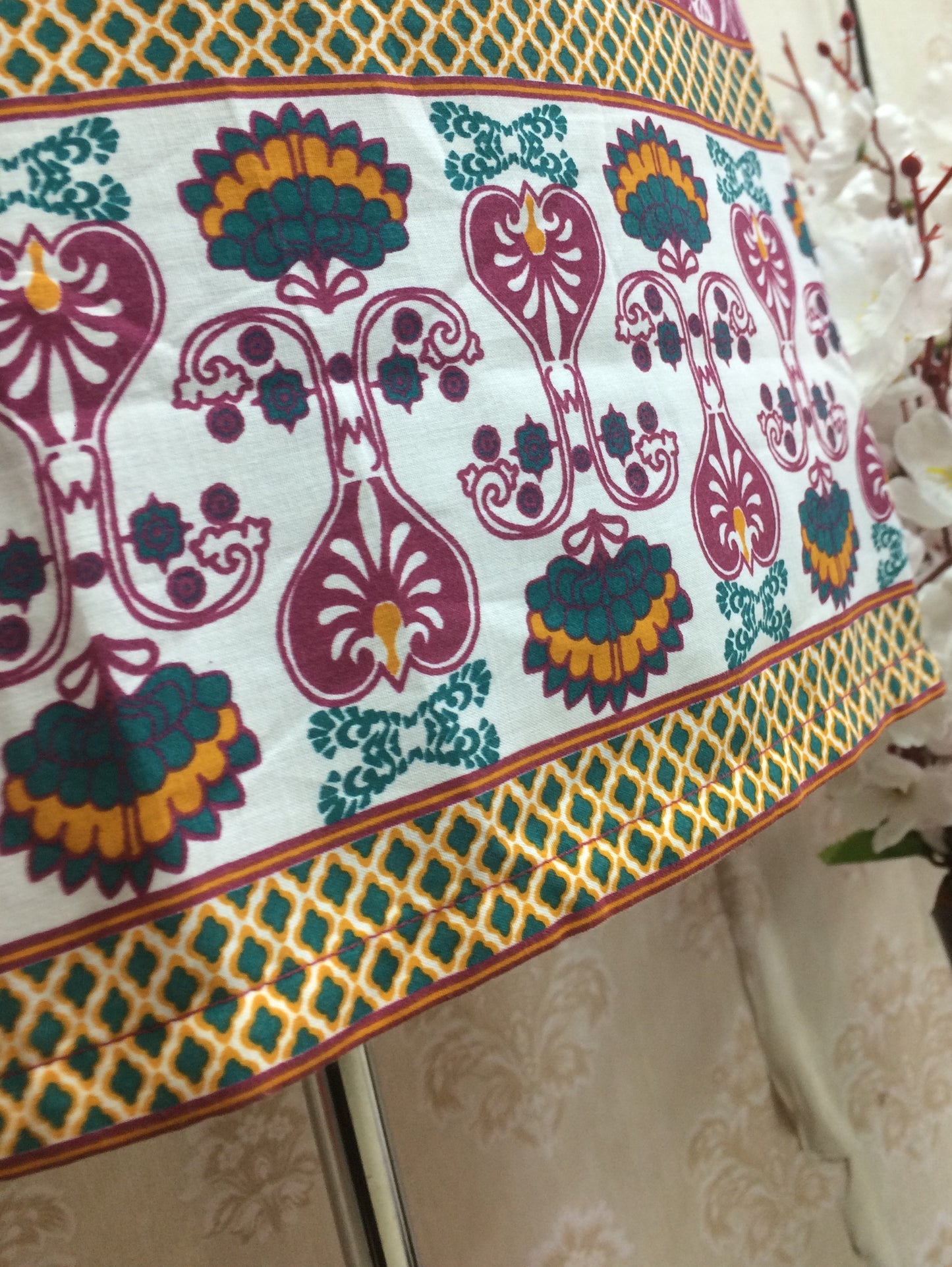 Maroon & White Printed Cotton Kurti with Border Detail