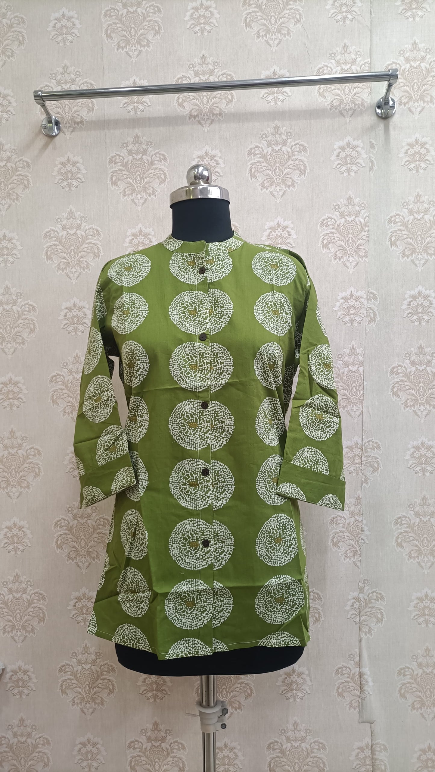 Green Printed Cotton Kurti